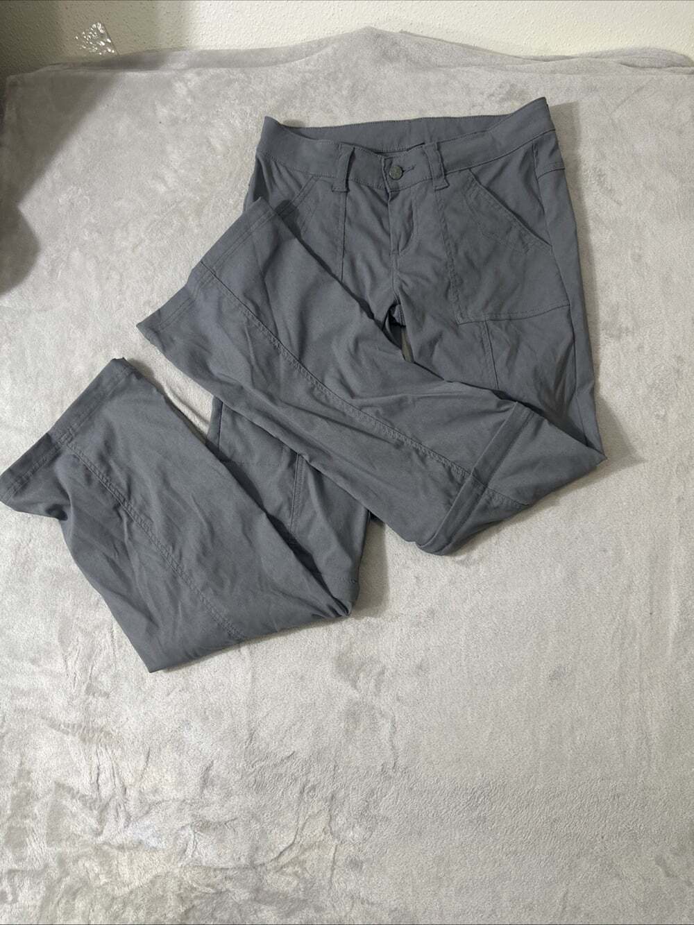 prAna Gray Convertible Hiking Pants Women’s 2 Nylon Zip Off Outdoor